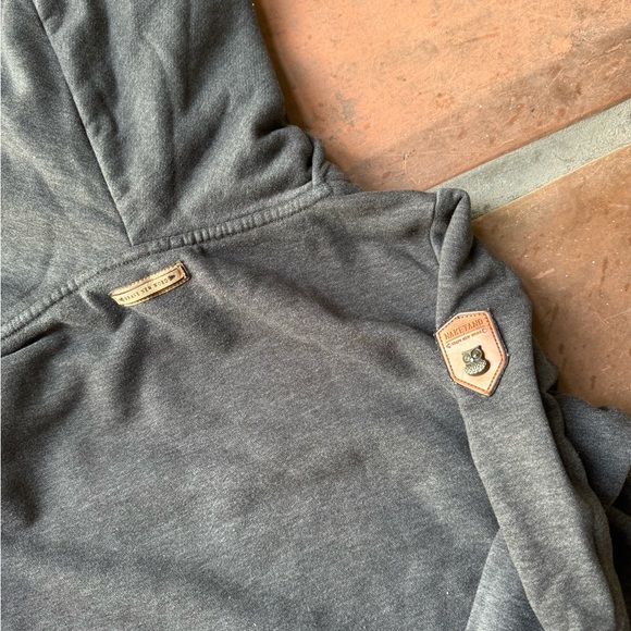 Women's Large Naketano Hoodie Gray Solid Pullover - Picture 6 of 7